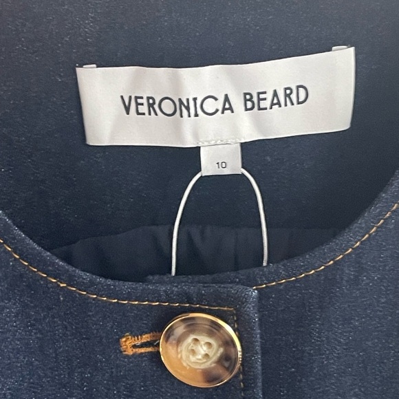 NEW VERONICA BEARD Jessup Denim Vest Dark Oxford Blue Denim {$478} Sz 10 - Picture 11 of 15
